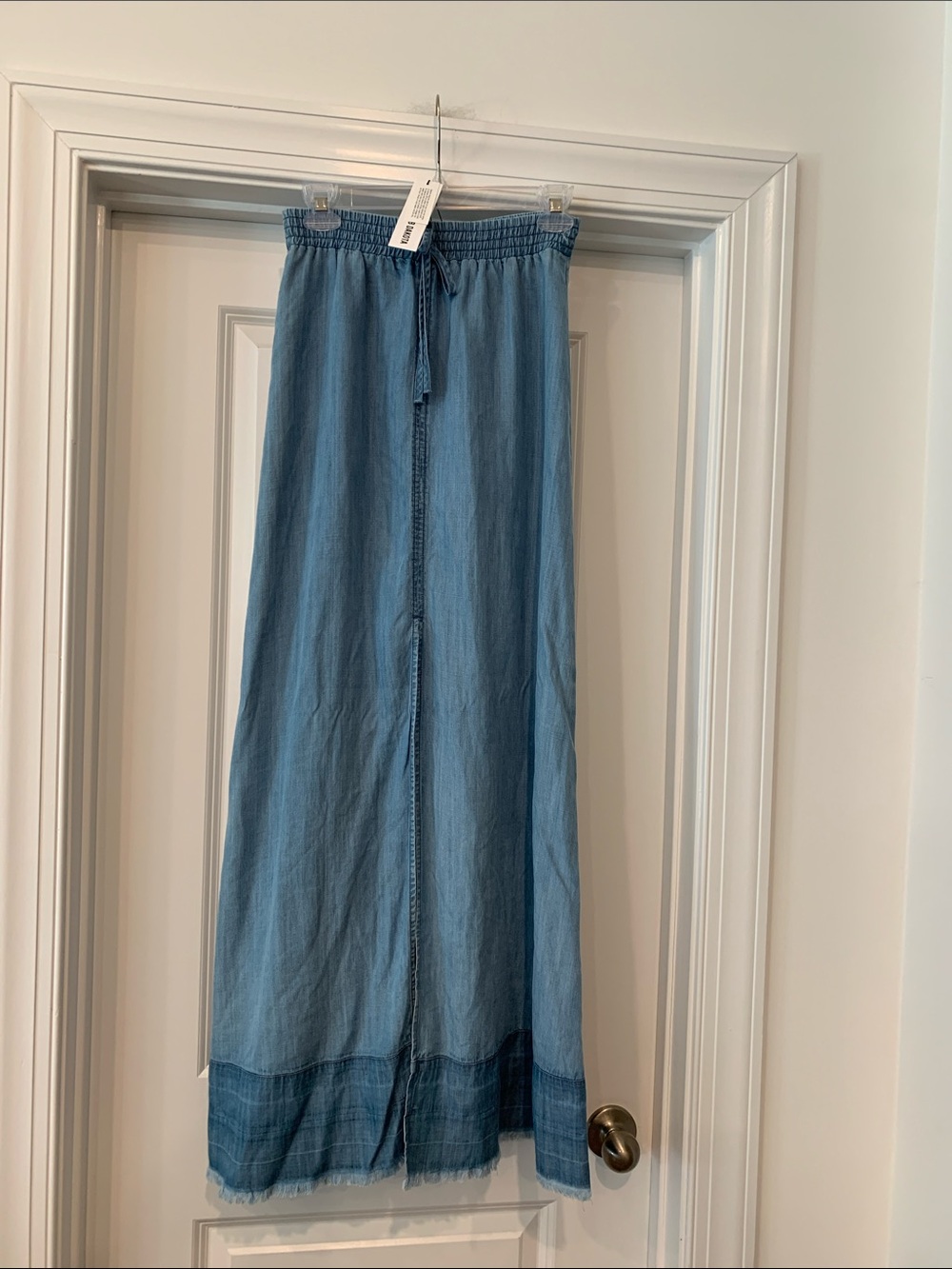 BB Dakota Light Denim Maxi Skirt with Contrast Hem